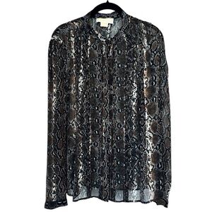 🖤MICHAEL KORS Snakeskin Button Down Sill Blouse Size 12